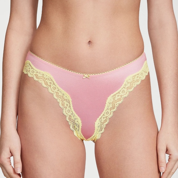 Victoria's Secret Tease High-Leg Scoop Thong Panty Pretty Blossom Medium NEW - Picture 7 of 8